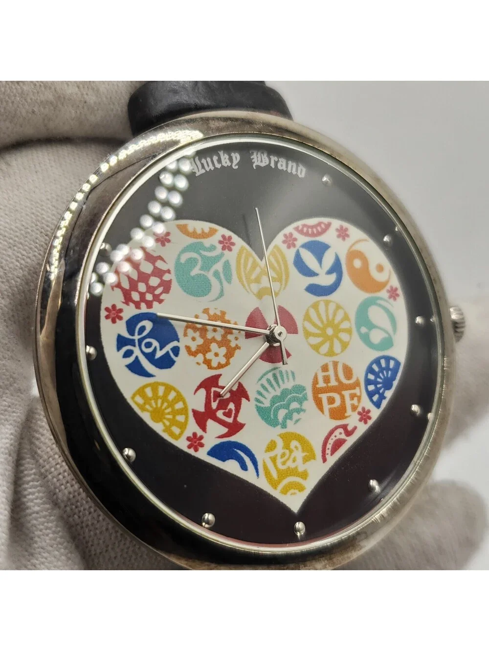 Lucky Brand Heart Dial Quartz Watch Womens 44mm New Battery